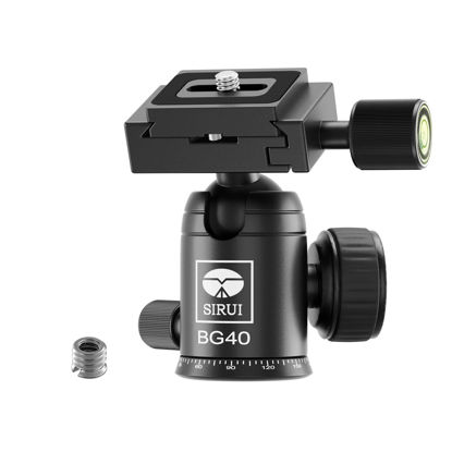 Picture of SIRUI Tripod Ball Head, Professional Metal 360° Rotating Panoramic Ball Head with Quick Release Plate, Load up to 22lbs/10kg for 1/4" Tripod, Monopod, Slider, DSLR Camera（BG40）