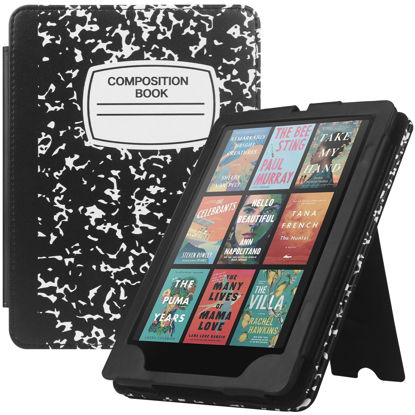 Picture of HGWALP for Kindle Paperwhite Case with Stand,Book Folio Cover with Auto Sleep Wake, Hand Strap -Fits Paperwhite 6.8" (11th Gen)/Paperwhite 7"/Signature(12th Gen)/Kindle Colorsoft 7"-Composition Book