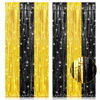 Picture of PIGETALE, 2 Pack 3.2x8.2 Feet Black and Gold Tinsel Backdrop Party Decorations, Foil Fringe Curtains Backdrop for Birthday Graduation Wedding Engagement Bridal