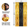 Picture of PIGETALE, 2 Pack 3.2x8.2 Feet Black and Gold Tinsel Backdrop Party Decorations, Foil Fringe Curtains Backdrop for Birthday Graduation Wedding Engagement Bridal