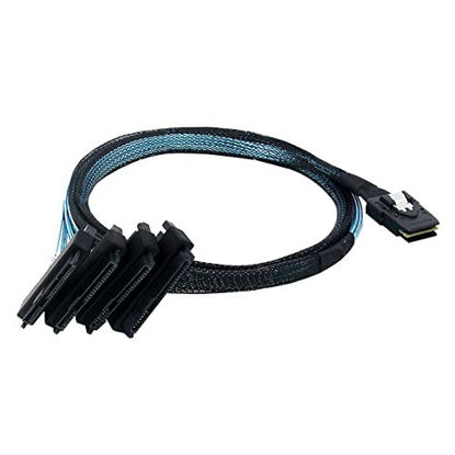 Picture of WLGQ Internal Mini SAS SFF-8087 36 Pin to 4X SAS 29Pin SFF-8482 Hard Disk SAS Cable with sata Power Port 3.3FT（1m）