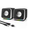 Picture of Uakinat PC Speakers 2"-3W Carbon Fiber Computer Speaker for Desktop or Laptop PC,USB C/USB-Powered,Crystal Clear Sound,Rich Bass,Loud Volume,Direct Control,Plug-N-Play,Black-Silver