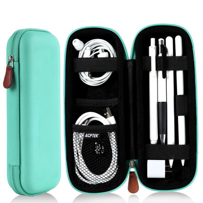 Picture of AGPTEK Case Holder for Apple Pencil, Slim PU Leather Carrying Case Pouch Cover Compatible with Apple Pen Accessories, USB Cable, Earphone, Samsung Stylus iPad Pro Pen/Pencil, Recording Pen, Green