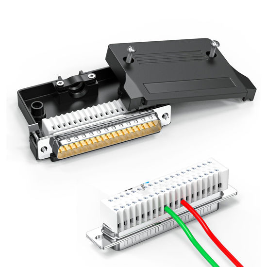 Picture of JUXINICE Small DB37 Male Breakout Connector Solderless, D-SUB 37 Pin Adapter Connector Adapter Board，DB37 Connector to Terminal Board Signal Module