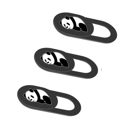 Picture of Eledabra 3PCS Phone Camera Cover, 0.02 Inch Laptop Webcam Cover Slide Cover, Webcam Privacy Cover, Keep Your Privacy Safe (Panda Lying Down - Black)