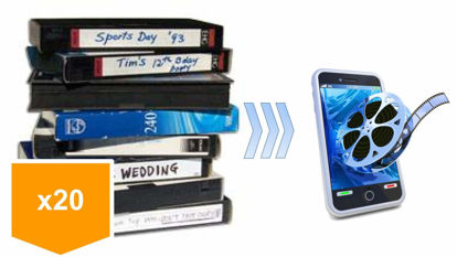Picture of Lotus Media 20 Pack - Video Tape Transfer and Digitization to MP4 Service (VHS, Hi8, MiniDV, Digital8, VHS-C, Beta, Audio)