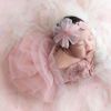 Picture of Ylsteed Newborn Girl Photoshoot Outfits Lace Newborn Photography Outfits Girl Photo Props for Newborn Girl Elastic Romper with Headband Baby Elegant Gorgeous Photography Outfit - Pink