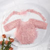 Picture of Ylsteed Newborn Girl Photoshoot Outfits Lace Newborn Photography Outfits Girl Photo Props for Newborn Girl Elastic Romper with Headband Baby Elegant Gorgeous Photography Outfit - Pink