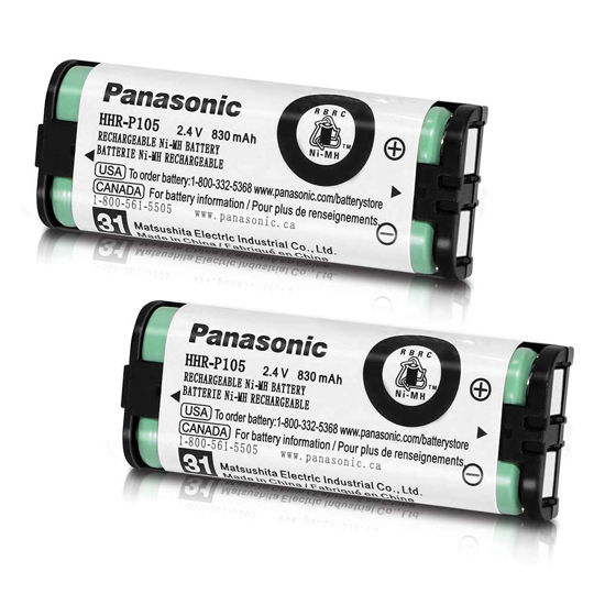 Picture of EOCIK 2 Pack HHR-P105 NI-MH Rechargeable Battery for Cordless Phone 2.4V 830mAh Replacement Batteries for Panasonic