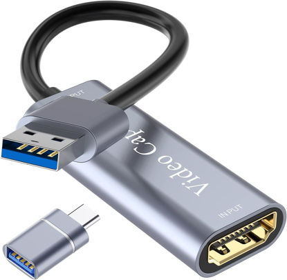 Picture of Video Capture Card, Video Recording Card Wonderful 4K HDMI to 1080P USB C for Gaming Streaming TV Recorder, for Windows Mac OS System with USB C Adapter to Adjust PS4, Switch, Xbox