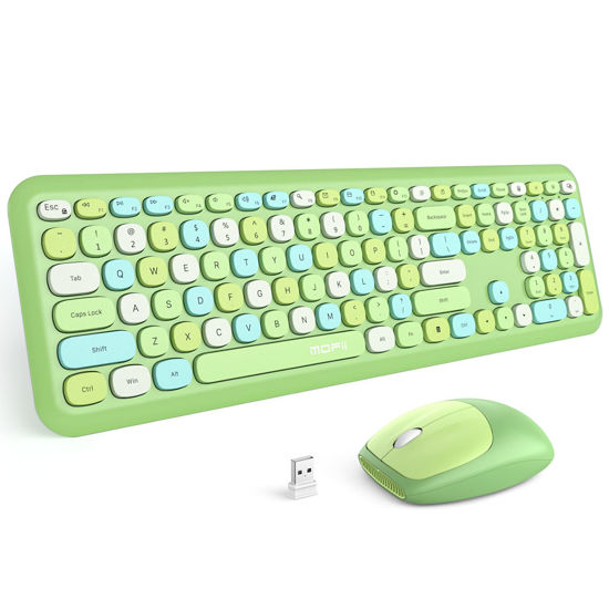 Picture of MOFII Wireless Keyboard and Mouse Combo Silent, Slim Compact 2.4G USB Full Size Wireless Mouse and Keyboard Combo, Cute 110 Keys Keyboard for PC, Notebook, MacBook, Tablet, Laptop, Windows System
