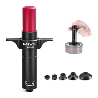 Picture of NEEWER 6 in 1 Lens Sucker Kit, Camera Lens Repair Tool IC Pick Up Vacuum Lens Suction Pen with 5 Interchangeable Suction Cups & Cleaning Cloth for Lens Repair and Cleaning, HW-40
