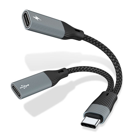 Picture of USB C Splitter, Dual USB C Headphone/USB C Data and Charger Adapter, 3 in 1 Type C Audi Dongle USB C Data Adapter with PD 15W Charging Compatible with iPhone 16/15, iPad Pro, Galaxy S24/23, Pixel 8