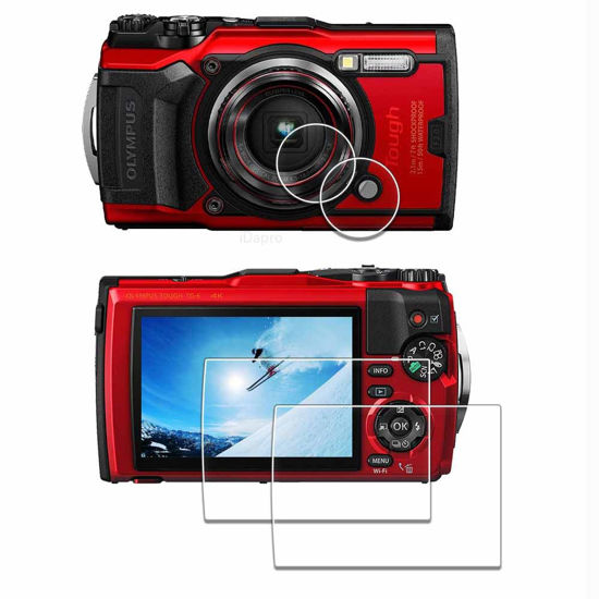Picture of iDaPro [2+2 Pieces] Lens Screen Protector for Olympus Tough TG-7 TG-6 TG-5 TG7 TG6 TG5 OM SYSTEM Tough TG-7 Tempered Glass Bubble Free
