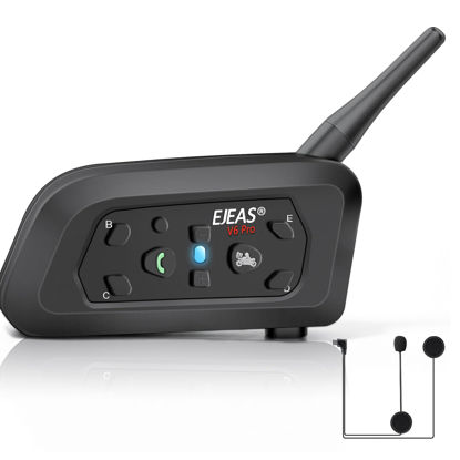 Picture of EJEAS Motorcycle Helmet Bluetooth Headset V6 Pro, 2-Way 1200M Motorbike Helmet Intercom Communication System for Ski/ATV/Dirt Motorbike/Off Road for Full-face Helmet Flip-up Helmets (1 Pack)