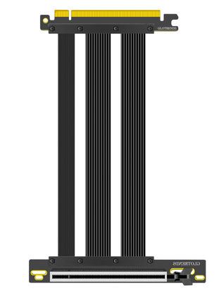 Picture of GLOTRENDS 150mm PCIe 5.0 X16 Riser Cable, 0 to 90 Degree Conversion, Compatible with PCIe 4.0/5.0 GPUs, Such as RTX4090-RTX3060, RX7900, RX6950XT-RX6500XT,etc (PCIE50-X16-150MM-0090D)