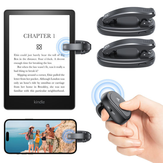 Picture of [2 Clips] Page Turner for Kindle Paperwhite: Kindle Remote Page Turner, Finger Ring Kindle Clicker Page Turner for iPad Android Tablets Reading Novels/Comics, Phone Camera Control Triggers(Black)