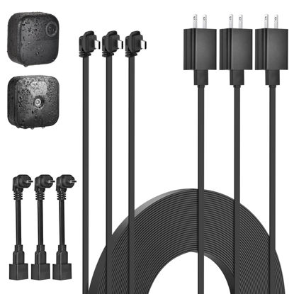 Picture of delilyn 3Pack 10ft/3m Power Cable and Adapter for Blink Outdoor 4 (4th Gen), Blink Outdoor/Indoor (3rd Gen)&Blink XT/XT2, Weatherproof Flat Charger Extension Cable with Micro USB Adapter