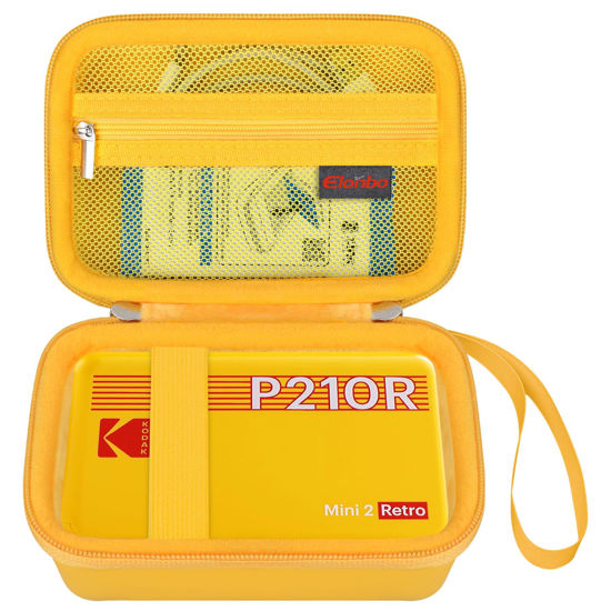 Picture of Elonbo Carrying Case for KODAK Mini 2 Retro 4PASS Portable Photo Printer, Digital Instant Print Camera Travel Bag Storage Holder, Mesh Pocket Fits Printing Paper, Cable, Yellow