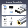 Picture of USB to 3.5mm Jack Audio Adapter, 39 inch USB to Audio Aux Cable External Stereo Sound Card, USB to 3.5mm TRRS Female Headset for PS4/PS5/Headphone/Mac/Linux/Laptop/Desktops/Docking Station