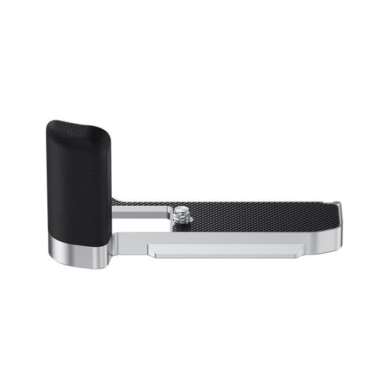 Picture of JJC Metal Hand Grip Handgrip Secure L-Shape Bracket for Fuji Fujifilm X-M5 XM5 Camera, Silicone Side Handle, Anti-Slip Pad, Arca Swiss Plate & 1/4’’-20 Hole, No Effect on Battery & Card Use, Silver