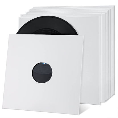 Picture of Facmogu 10PCS 12in Vinyl Record Jackets,Thickened 350gsm Cardboard Record Sleeves LP Jacket Covers, LP Vinyl Cover Album Jackets, Acid Free Archival Album Sleeves for 33 RPM Collection Storage - White