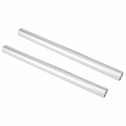 Picture of Haoge VA-PR20W 20cm (7.9 Inch) Long Aluminum Alloy Rod 15mm Rods with M12 Thread for Camera Rail Support System Rig Shoulder Pads Monitor Mount Rod Clamp Base Mattebox Follow Focus Silver, Pack of 2