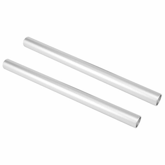 Picture of Haoge VA-PR20W 20cm (7.9 Inch) Long Aluminum Alloy Rod 15mm Rods with M12 Thread for Camera Rail Support System Rig Shoulder Pads Monitor Mount Rod Clamp Base Mattebox Follow Focus Silver, Pack of 2