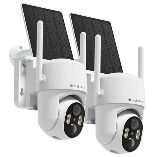 Picture of Outdoor Security Camera Wireless, 360° PTZ Remote Wireless Cameras for Home Security Solar Powered, 2K Solar Security Camera with Spotlight Color Night Vision, PIR Sensor, 2-Way Audio, 2 Pack