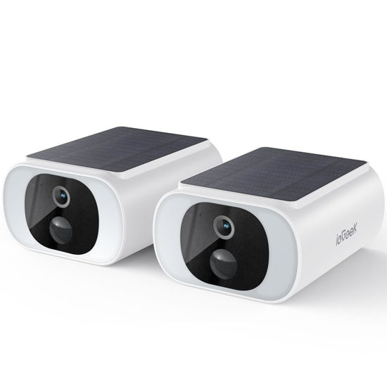 Picture of ieGeek Solar Camera Outdoor Wireless, 2K Outside Cameras for Home Security, Embedded Solar Panel, AI Motion Detection, Smart Spotlight & Alarm, No Hub Needed, 2 Pack