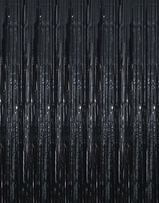 Picture of GOER 6.4 ft x 9.8 ft Metallic Tinsel Foil Fringe Curtains,Pack of 2 Party Streamer Backdrop for Birthday,Graduation Decorations and New Year Eve (Black)