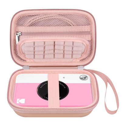 Picture of Elonbo Carrying Case for KODAK Printomatic Full-Color Instant Print Digital Camera, Portable Bluetooth Photo Printer Storage Holder Bag, Mesh Bag Fits Photo Paper SD Card USB Cable, Rose Gold+Gold