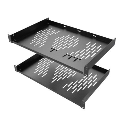 Picture of Beiyier 2PCS 1U Server Rack Shelf, Suitable for 19" Network Equipment Racks and Cabinets, Ventilated Cantilever Tray, Depth of 12 inches, Well-Ventilated (Black)