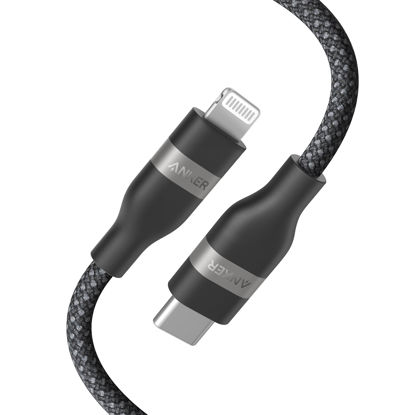 Picture of Anker USB C to Lightning Cable, Upcycled-Braided USB C to Lightning Cord, Ultra-Fast Charging Cable for iPhone 14/13/12/11 Series and More (USB 2.0, 3FT)