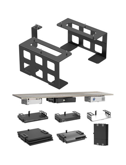 Picture of NOTMBESTM Universal Under Desk Mount Holder for Game Console, Media Players, Audio Interface, Mini Pc, UPS System, Projector Ceiling Mount Fit for Any Other 0.6" to 3.5" Thick Devices (Black)