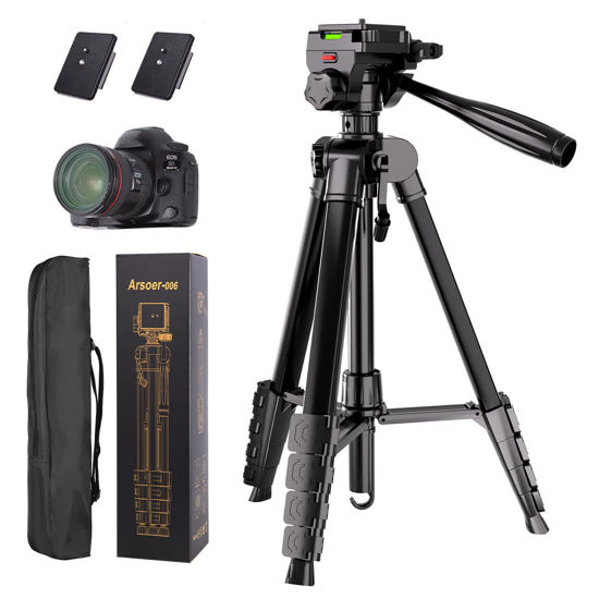 Picture of Camera Tripod, 74" DSLR Camera Tripod with 2 QR Plates for Sony/Nikon/Canon, Lightweight Video Tripod Stand for Travelling, Phone Tripod with Fluid Head/Phone Holder/Wireless Remote Max.Load 6kg