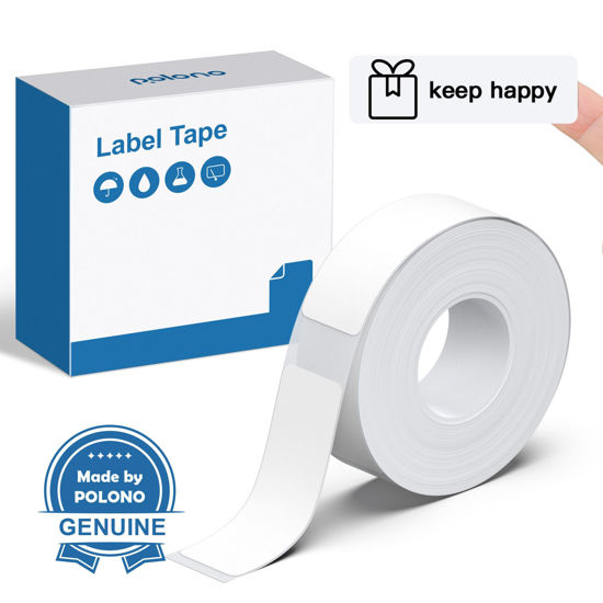 Picture of POLONO Genuine P31S Label Maker Tape, Adapted Label Print Paper, 15x40mm(0.59"x1.57"), Self-Adhesive Label Maker Tape Refill for Home/Office, Compatible with P31S Label Maker, 180 Labels, White