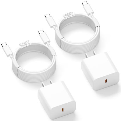 Picture of 10FT Fast Charger for iPad, Charger for iPad Pro,USB C Fast Charging Block with 10FT USB Type-C to C Cable Cord for iPad 10th Gen, iPad Pro 13/12.9/11 in 2020/2021/2022/2024,Mini 6th,Air 5/4th [2Pack]