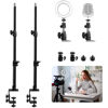 Picture of Obeamiu 2 Pack C Clamp Desk Mount Light Stand with 1/4" Ball Head and Hot Shoe Mount Adapter, 21-45 Inch Adjustable Tabletop Bracket Stand for DSLR Camera, Ring Light, Video Monitor, Microphone Webcam