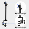 Picture of Obeamiu 2 Pack C Clamp Desk Mount Light Stand with 1/4" Ball Head and Hot Shoe Mount Adapter, 21-45 Inch Adjustable Tabletop Bracket Stand for DSLR Camera, Ring Light, Video Monitor, Microphone Webcam