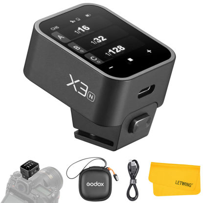 Picture of Godox X3N X3-N TTL Wireless Flash Trigger for Nikon Camera, 2.4G Wireless Touchscreen Flash Transmitter, Support TTL Auto/Manual/Multi Flash, Built-in Lithium Battery, High-Definit OLED Screen