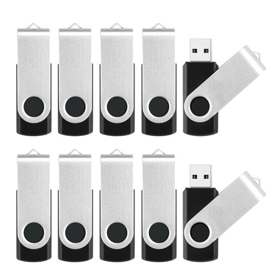 Picture of 8GB Flash Drive 10 Pack Bulk USB Flash Drives, USB 2.0 Thumb Drive USB Stick for Data Storage Backup, Jump Drive Pen Drive Zip Drive Memory Stick with Indicator, USB Storage Flash Drive Swivel Design