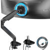 Picture of ARES WING Single Monitor Mount with USB A/C, Ultrawide Monitor Arm for 17 to 49 inch Heavy Duty Monitor, Holds 44 lbs, Adjustable Gas Spring Monitor Arm Desk Mount with Clamp and Grommet Base, Black