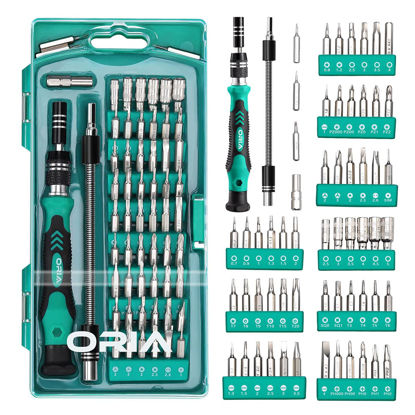 Picture of ORIA Small Screwdriver Set, 60 in 1 with 56 Bits Precision Screwdriver Set, Mini Screwdriver Set Repair Tools with Extension Rod for Smartphone, Game Console, Tablet, PC, Green