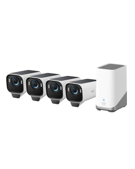 Picture of eufy Security eufyCam S3 Pro 4-Cam Kit, Solar Camera Outdoor Wireless, MaxColor Night Vision, 4K Security Camera with Solar Panel, Face Recognition AI, Expandable Local Storage, No Monthly Fee