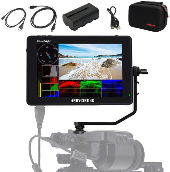 Picture of ANDYCINE C7 Field Camera Monitor 7” 2200nits 1920x1200 Touch Screen + Battery&Charge Cable+Mini&Micro HDMI Cords+Carry Case Camera Monitor Compatible for Sony,Canon,Fujifilm,Panasonic,BMPCC Cameras