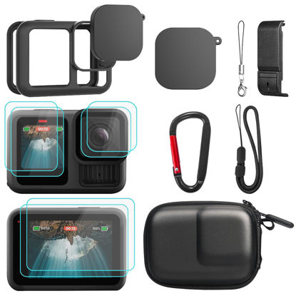 Picture of MYAKON Accessories for Gopro Hero 13 Black, Silicone Sleeve Case, Mini Carrying Case, Battery Door Cover, Lens Screen Protectors, Lens Caps for Go Pro Hero 13 Black Accessory Kit
