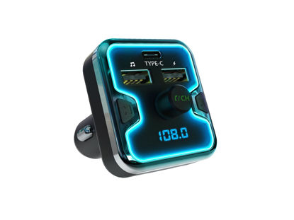 Picture of Car and Driver Bluetooth FM Transmitter for Car, Dual USB & Type C PD 18W Car Charger Wireless Car Adapter Receiver Siri Google Alexa Assistant for iPhone 16 & Older, Samsung Galaxy & More