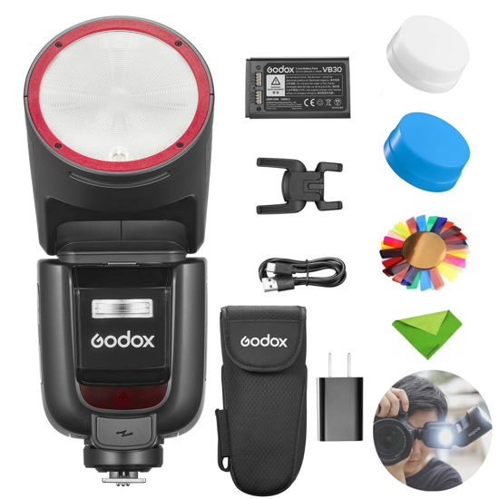 Picture of Godox V1 V1Pro S U Flash for Sony Camera TTL Speedlight, 1/8000 HSS 500 Full Power Flashes, 1.3s Recycle Time, 2.4G Wireless with External Flash SU-1 for Sony Cameras (Godox V1PRO-S USA Version)