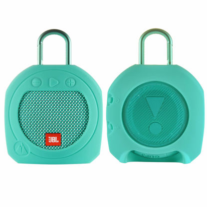 Picture of TXEsign Protective Silicone Stand Up Case for JBL Clip 3 Waterproof Portable Speaker (Teal)